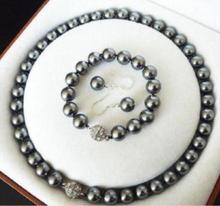 AAA + 8 мм темно-серый жемчужный жемчуг ожерелье браслет серьги комплект >>> женские ювелирные изделия Бесплатная доставка 2024 - купить недорого