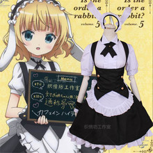 Is the order a rabbit? Cosplay Costume Women Rabbit Maid COS Uniform Dress+Vest+Wrist Bands+Headwear+Tie 2024 - buy cheap