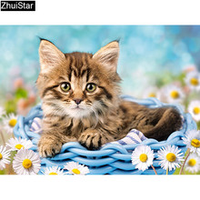 Mosaico de pedras para gatos e flores, pintura em ponto cruz com bordado, xy1 2024 - compre barato