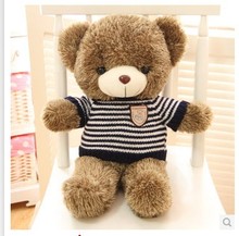 Stuffed animal Teddy bear blue stripes cloth bear about 27 inch plush toy 70 cm bear throw pillow doll wb112 2024 - buy cheap