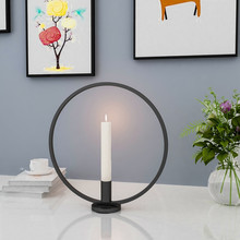 Castiçal preto simples redondo nórdico, mesa de decoração para casa, modelo de sala, decoração à luz de velas 2024 - compre barato