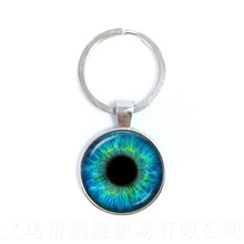 Charming Green Eyes Evil Eye Keychain Beautiful Animal Dragon Cats Eye 25mm Glass Cabochon Keyring For Friends 2024 - buy cheap