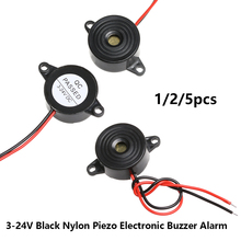 Alarme sonoro eletrônico piezo de nylon preto, alarme 23x12mm 95db com fio de cobre estanhado, 3-24v, 1/peças 2024 - compre barato