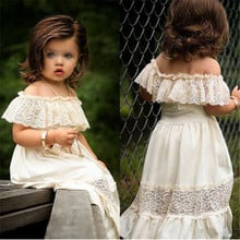 2-6T Solid White Lace Kids Dresses For Girls Cute Off Shoulder Dresses Girls Sleeveless Tutu Princess Dress Girl Child Clothes 2024 - buy cheap