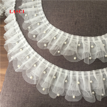 LASUI 3 yards  =1 lot  wide 6.5 cm white Three-layer mesh beads  Pleated  lace accessories  DIY  dress doll skirt accessories 2024 - buy cheap