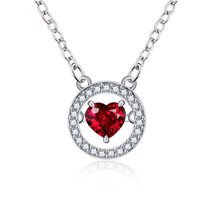 KOFSAC Fashion Sterling Silver 925 Necklace Dancing Red Love Heart Crystal Shiny CZ Round Pendant Necklaces For Women Jewelry 2024 - buy cheap