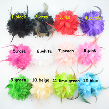 50pcs/lot 12 Colors Feather Flower For Corsage Wedding Flower Headband DIY Hair Accessory WITHOUT CLIP Free shipping MH81 2024 - buy cheap