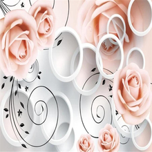 Rose pattern 3D circle TV background wall 2024 - buy cheap