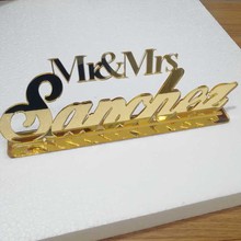 Custom Wedding Table Sign Personalized Mirror Gold Wedding Sign with Last Name Wedding Table Decor Mr and Mrs Sign Supplies 2024 - buy cheap