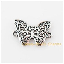 30 peças pingentes de pingentes de borboleta de animal de cor prateada tibetana conectores 14x20mm 2024 - compre barato
