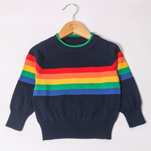 Nueva otoño y el invierno Bebé niños suéteres de rayas arco iris de punto manga larga suéteres niños suéteres casuales niños ropa 2024 - compra barato