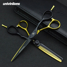 Tijeras para el cabello 5,5/6 "440C de oro negro tijeras para el cabello tijeras de peluquería profesional baratas tijeras para peluquería 2024 - compra barato