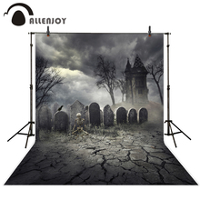 Allenjoy photographic background Castle skull deserted cemetery tombstone professional festival backdrop photographic background 2024 - buy cheap