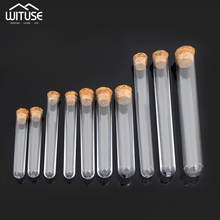 10pcs/pack Lab Test Tube With Cork Stoppers 15x150mm Laboratory Transparent Plastic Round Bottom School Educational Scented tea 2024 - buy cheap