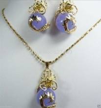 Hot selling@> Wholesale Charming new Dragon Pendant Necklace Earring Set Natural stone jewelry -Bride jewelry free shipping 2024 - buy cheap