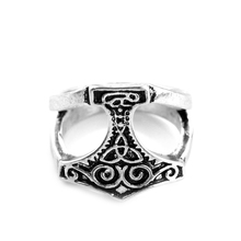 Мужское байкерское кольцо в стиле панк, огромный широкий винтажный рокер Norse Thunder God Viking, молот Тора, металлический сплав цинка, подарок для фильма 2024 - купить недорого