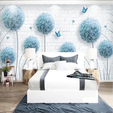 Dandelion murais de parede rolo 3d foto murais de parede para o quarto sofá tv backsplash decoração da sua casa papel wallcovering 2024 - compre barato