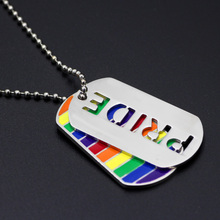 youe shone Stainless Steel 2pc Pride Rainbow Dog Tag LGBT Jewelry Gay and Lesbian Pride Necklace 2024 - buy cheap