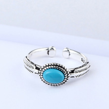 Dreamysky real prata cor azul anéis para as mulheres tamanho aberto anel de casamento bela jóias transporte da gota 2024 - compre barato