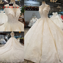 Vestido de noiva personalizado 2021, vestido de casamento vintage com contas, robe de noiva de rainha, wd133 2024 - compre barato