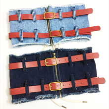 New Design Brand Denim Jeans Blue Navy Suspenders Bandage Punk Wide Belt For Women Waist Leather Wrap Straps Belt Accessories 2024 - buy cheap