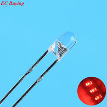 Diodo emissor de luz led vermelho 3mm, redondo, sem bordas, transparente, lâmpada ultra brilhante, plug-in, kit diy, prática infinita, mergulho 10 tamanhos
