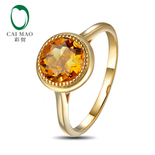 New Arrival 14K Yellow Gold 1.65CT Flawless Natural Citrine Bezel Set Diamond Engagement Ring 2024 - buy cheap