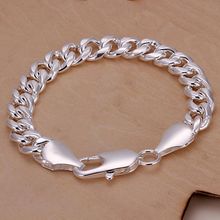 Prata banhado a pulseira de verão 925-sterling-silver cadeia pulseiras para mulheres homens jóias bijuteria 10 mm SB151 2024 - compre barato