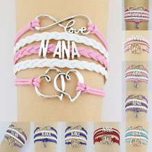 Infinity Love Nana-pulsera de cuero con doble corazón para mujer, brazalete, regalo 2024 - compra barato
