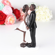 Originality Romantic Black Groom Bride Marry Resin Figurine Cake Topper Wedding Decoration 2024 - buy cheap