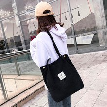 High Capacity Women Corduroy Tote Ladies Casual Solid Color Shoulder Bag Foldable Reusable Women Shopping Beach Bag4.85 2024 - buy cheap