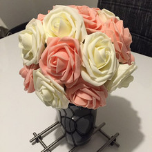10 peças flores de rosas artificiais românticas, decoração para festa de casamento, buquê de rosas pe, espuma 11 cores disponíveis 2024 - compre barato