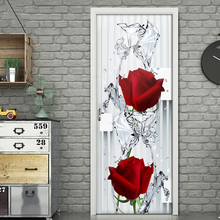 2019 New 3D Modern Rose Water Drops Door Stickers Mural PVC Self-adhesive Wallpaper Poster Living Room Bedroom Door Decor Decals 2024 - buy cheap