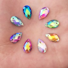 DIY 150pcs AB Water Droplets Shape Resin Flatback Rhinestone Wedding Decoration 2 Hole D90*3 2024 - buy cheap