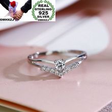 Hxomzj anel de prata refinada rromzj, anel de prata esterlina para mulheres e meninas, presente para festa de casamento, formato fino em v branco, zircônio aaa s925 2024 - compre barato