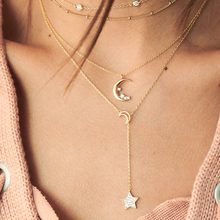 Boho Multi layer Star Moon Crystal Pendant Necklaces For Women Fashion Golden Crystal Charm Chains Necklace Jewelry Wholesales 2024 - buy cheap