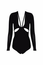 Mono de playa para mujer, traje de baño elegante con cuello de pico, Bodycon, negro y Beige, 2018 2024 - compra barato