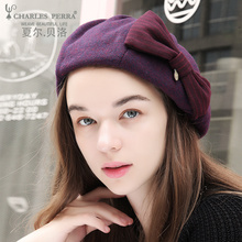 Charles Perra Women Hat Berets Butterfly Knot Fashion Elegant Korean Version Keep Warm Winter Hats Female 9278 2024 - buy cheap