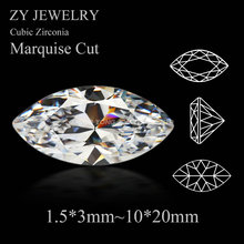 50pcs/lot 5A White Cubic Zirconia 1.5x3mm~10x20mm Marquise Shape Machine Cut Synthetic Loose CZ Stone For Jewelry 2024 - buy cheap