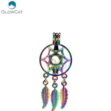 C716 5pcs/lot COLORS Multicolor Dream Catcher Star Beaty Leaf Locket Stone  Cage Pendant Pearl Locket 2024 - buy cheap