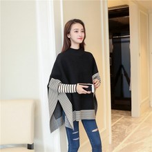 2018 Autumn Turtleneck Women Sweater Pullovers Cloak Striped Oversize Pullover Jumpers Loose Batwing Sleeve Thick Sweater 2024 - buy cheap