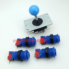 New 2Pin 8 Way Arcade Stick + 4 x Happ Type Arcade Action Button with Microswitch For USB MAME Cabinet Arcade DIY Projects- Blue 2024 - buy cheap