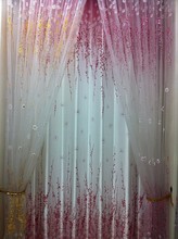 Cortinas de tule bordado com flores pêssego, cortina para janela em várias cores, 10 m e 2.8 m de altura 2024 - compre barato