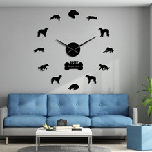 Borzoi-Reloj de pared silencioso con números, pegatinas de espejo 3D DIY, reloj de pared grande sin marco, ruso, Lobo, regalo 2024 - compra barato