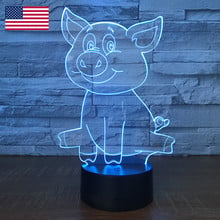 Lovely Cute Pig Night Light Pig LED 3D lamp Touch Colorful Desk 7 Colors Change USB Table Desk Nightlight Ship From USA or China 2024 - buy cheap