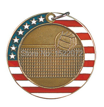 Top sell factory price Custom made Stars & Stripes Volleyball Medal w/Ribbon cheap custom made antique metal medals ribbons 2024 - buy cheap