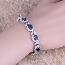 Charismatic-pulsera de cadena de eslabones plateada, negra, Circonia cúbica, blanca, 7 pulgadas, S0400 2024 - compra barato