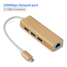 HUB DE 3 puertos USB 3,1 tipo C a Gigabit, adaptador Ethernet LAN RJ45, tarjeta de red de transferencia de datos de alta velocidad para Mac, Windows y Linux 2024 - compra barato