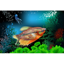 Kit de bordado 3D de cuentas cuadradas 5D para decoración del hogar, pintura de diamantes bajo el agua, con diseño de peces, corales, punto de cruz, H34 2024 - compra barato