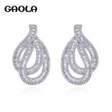 GAOLA New White Gold Color Geometric Cubic Zirconia Hollow Dangle Earrings boucle d'oreille femme 2019 GLE5445 2024 - buy cheap